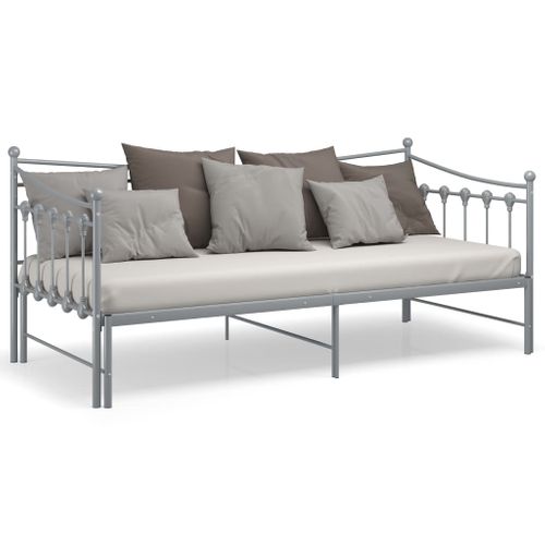 Cadre De Canapé-lit Extensible Sans Matelas Gris Métal 90x200cm