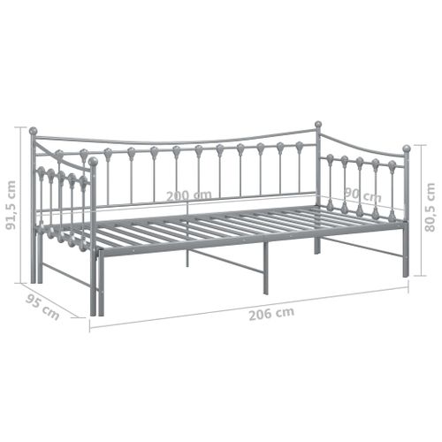 Cadre De Canapé-lit Extensible Sans Matelas Gris Métal 90x200cm