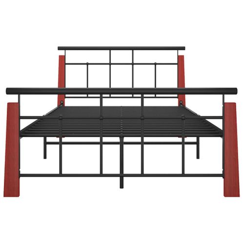 Cadre De Lit Sans Matelas Métal Bois De Chêne Massif 120x200 Cm