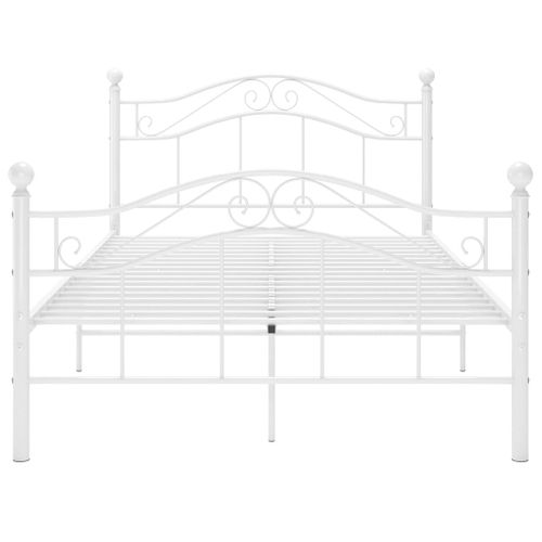 Cadre De Lit Sans Matelas Blanc Métal 120x200 Cm