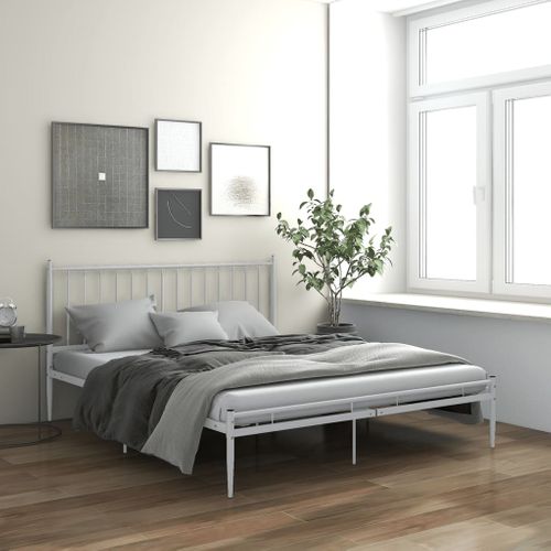 Cadre De Lit Sans Matelas Blanc Métal 200x200 Cm
