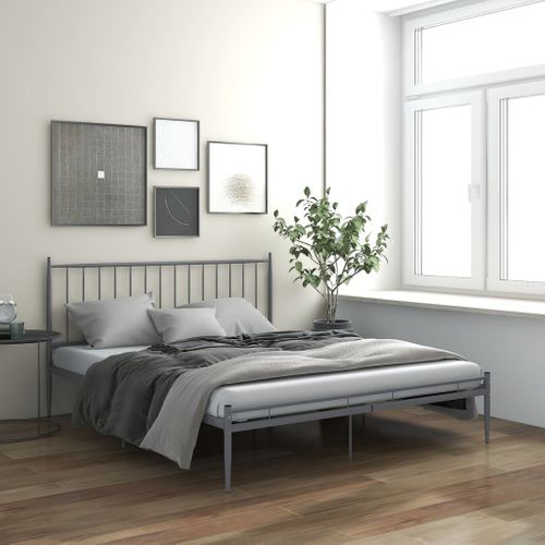 Cadre De Lit Sans Matelas Gris Métal 200x200 Cm
