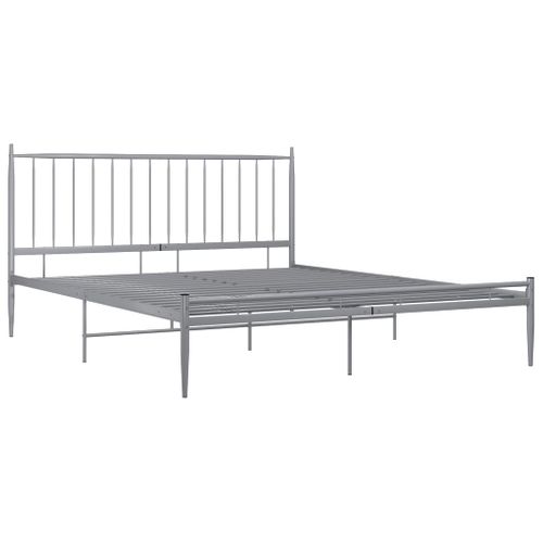 Cadre De Lit Sans Matelas Gris Métal 200x200 Cm