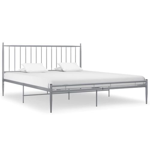 Cadre De Lit Sans Matelas Gris Métal 200x200 Cm
