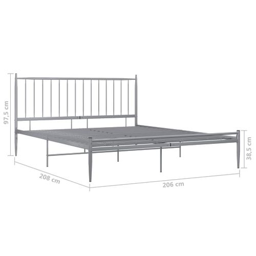 Cadre De Lit Sans Matelas Gris Métal 200x200 Cm