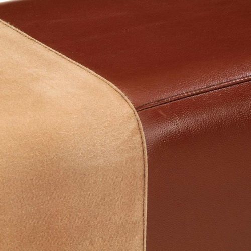 Banc Saut De Cheval 160 Cm Marron Cuir Véritable Et Bois Acacia