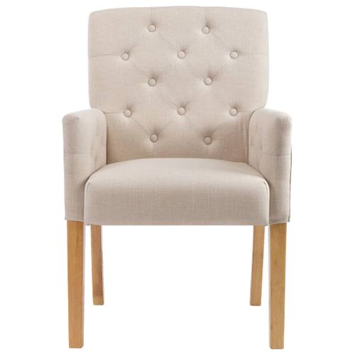 Chaises à Manger Avec Accoudoirs Lot De 2 Beige Tissu