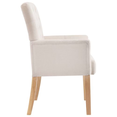Chaises à Manger Avec Accoudoirs Lot De 2 Beige Tissu