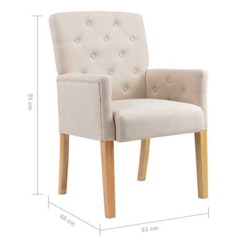 Chaises à Manger Avec Accoudoirs Lot De 2 Beige Tissu