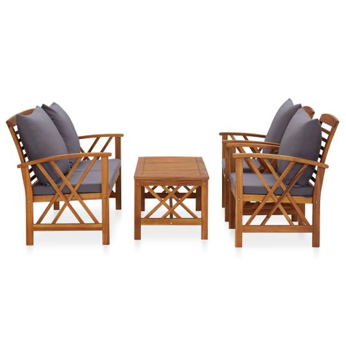 Salon De Jardin 4 Pièces Avec Coussins Bois D'acacia Solide