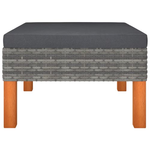 Repose-pied Résine Tressée Et Bois D'eucalyptus Massif