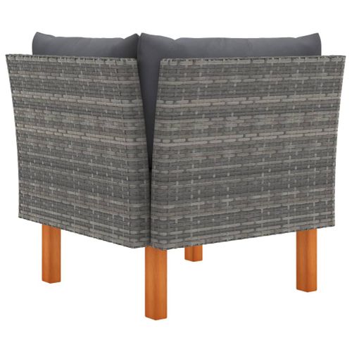 Canapé D'angle Résine Tressée Et Bois D'eucalyptus Massif