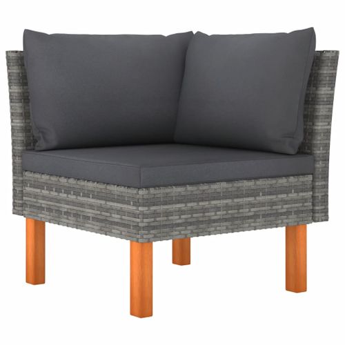 Canapé D'angle Résine Tressée Et Bois D'eucalyptus Massif