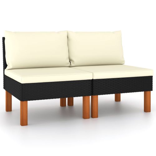 Canapés Centraux 2 Pièces Résine Tressée Et Bois D'eucalyptus