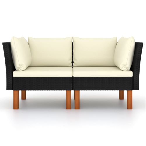 Canapés D'angle 2pcs Résine Tressée Et Bois D'eucalyptus Massif