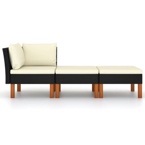 Salon De Jardin 3pcs Résine Tressée Et Bois D'eucalyptus Massif