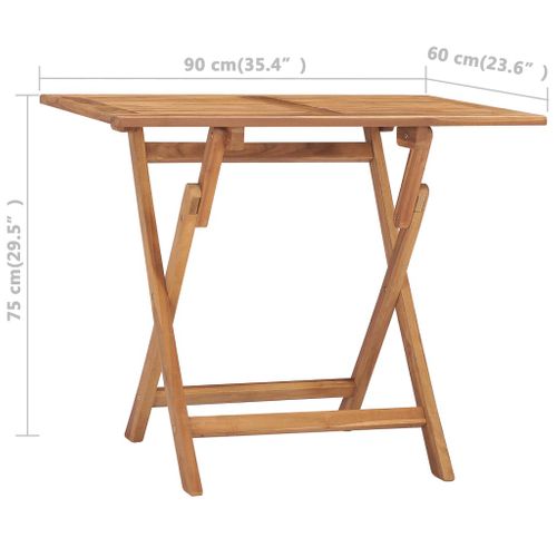 Table à Dîner Pliable De Jardin 90x60x75 Cm Bois De Teck Solide