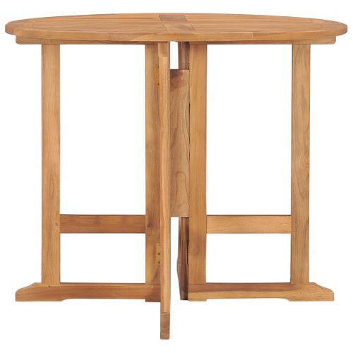 Table à Manger De Jardin Pliable Ø90x75 Cm Bois De Teck Solide Meuble De Terrasse Extérieur