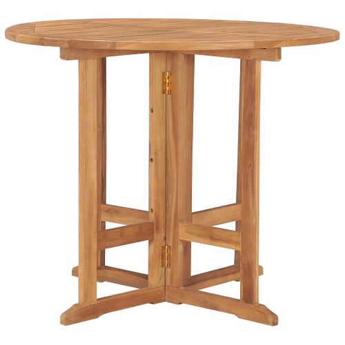 Table à Manger De Jardin Pliable Ø90x75 Cm Bois De Teck Solide Meuble De Terrasse Extérieur