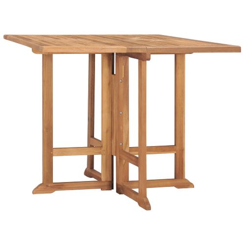 Table à Manger De Jardin Pliable 90x90x75 Cm Bois De Teck Solide Meuble De Terrasse Extérieur