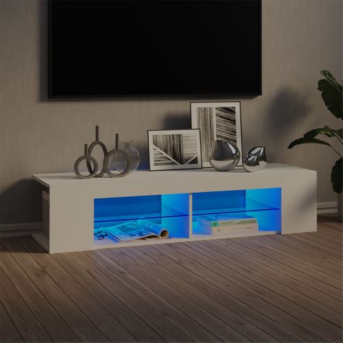 Meuble TV Avec Lumières LED Blanc 135x39x30 Cm