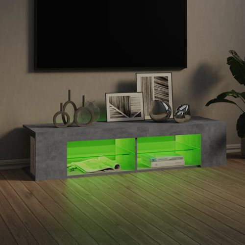 Meuble TV Avec Lumières LED Gris Béton 135x39x30 Cm