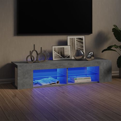 Meuble TV Avec Lumières LED Gris Béton 135x39x30 Cm