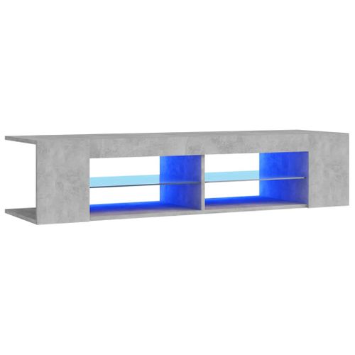 Meuble TV Avec Lumières LED Gris Béton 135x39x30 Cm