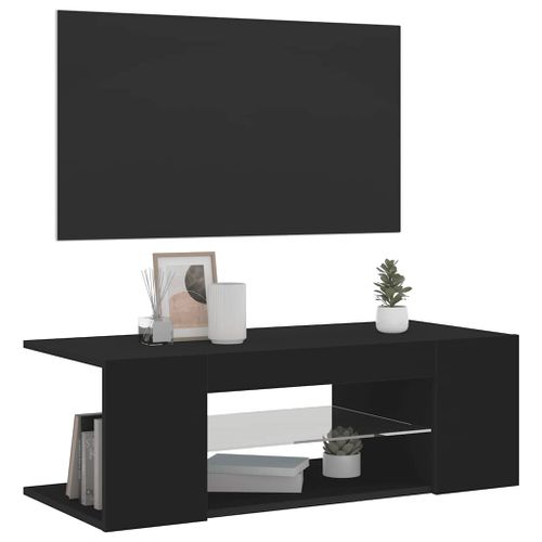 Meuble TV Avec Lumières LED Noir 90x39x30 Cm