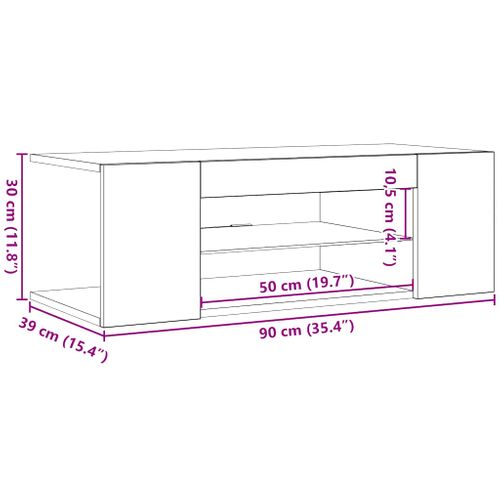 Meuble TV Avec Lumières LED Noir 90x39x30 Cm