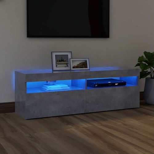 Meuble TV Avec Lumières LED Gris Béton 120x35x40 Cm