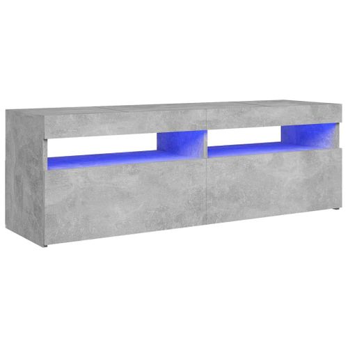 Meuble TV Avec Lumières LED Gris Béton 120x35x40 Cm