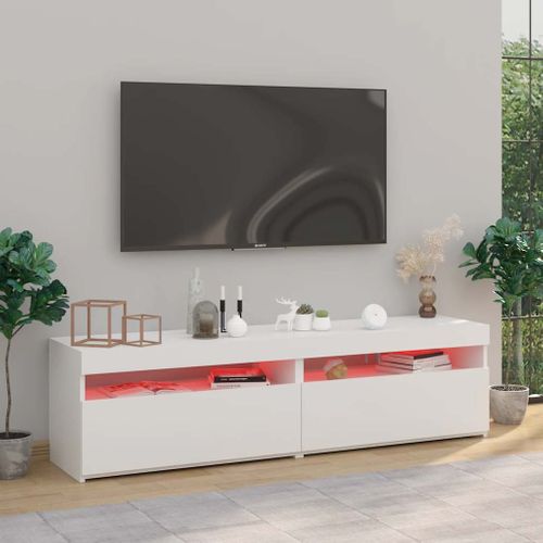 Meubles TV 2 Pièces Avec Lumières LED Blanc 75x35x40 Cm