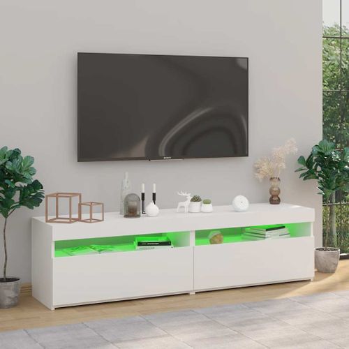Meubles TV 2 Pièces Avec Lumières LED Blanc 75x35x40 Cm