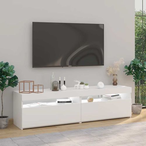 Meubles TV 2 Pièces Avec Lumières LED Blanc 75x35x40 Cm