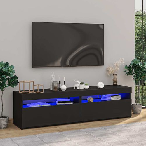 Meubles TV 2 Pièces Avec Lumières LED Noir 75x35x40 Cm