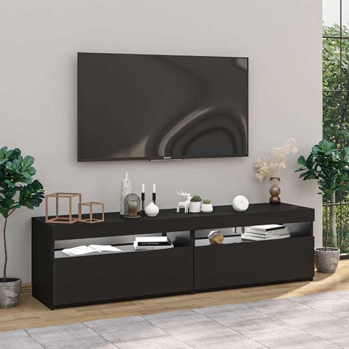 Meubles TV 2 Pièces Avec Lumières LED Noir 75x35x40 Cm