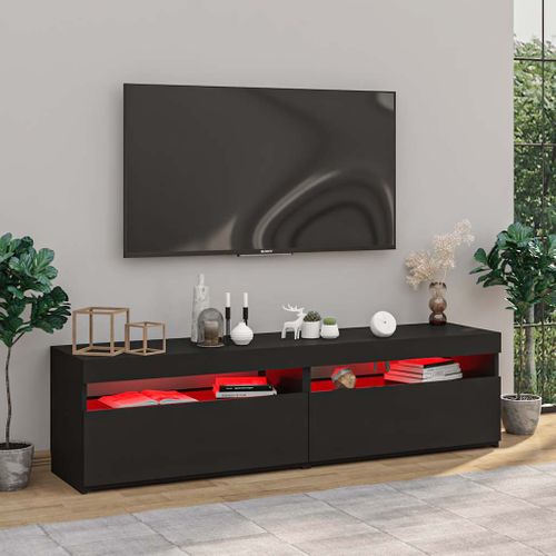 Meubles TV 2 Pièces Avec Lumières LED Noir 75x35x40 Cm