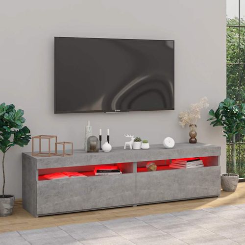 Meubles TV 2 Pièces Avec Lumières LED Gris Béton 75x35x40 Cm