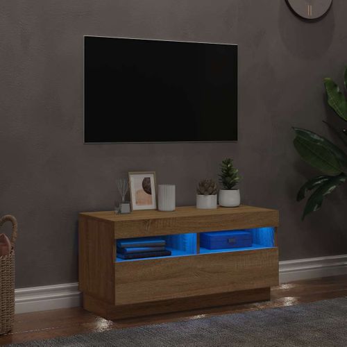 Meuble TV Avec Lumières LED Chêne Sonoma 80x35x40 Cm
