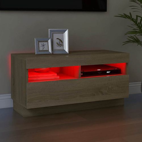 Meuble TV Avec Lumières LED Chêne Sonoma 80x35x40 Cm