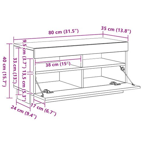 Meuble TV Avec Lumières LED Chêne Sonoma 80x35x40 Cm