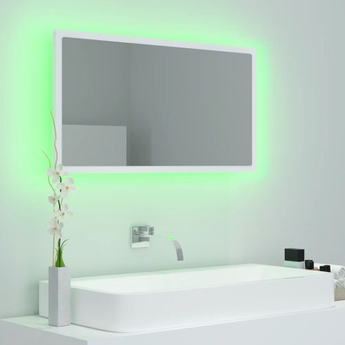 Miroir à LED De Salle De Bain Blanc 80x8,5x37 Cm Acrylique