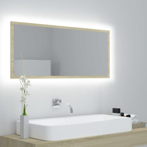 Miroir LED De Salle De Bain Chêne Sonoma 100x8,5x37cm Acrylique