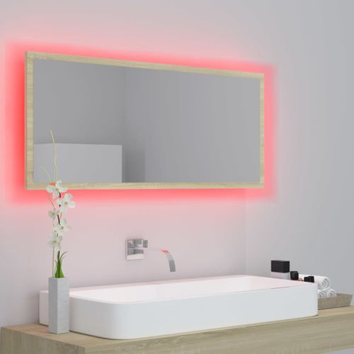 Miroir LED De Salle De Bain Chêne Sonoma 100x8,5x37cm Acrylique