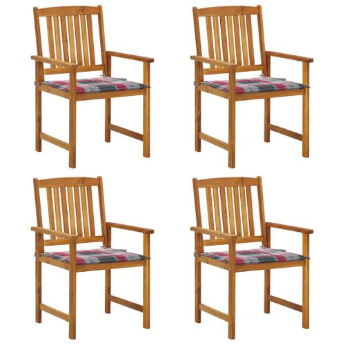 Chaises De Jardin Avec Coussins Lot De 4 Bois D'acacia Massif