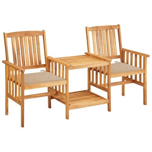 Chaises De Jardin Avec Table à Thé Et Coussins Acacia Solide