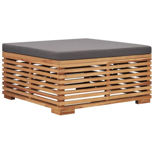 Table Et Repose-pied De Jardin Coussin Gris Foncé Bois De Teck