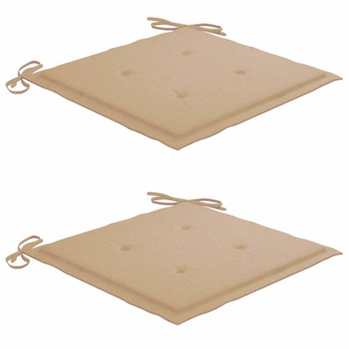 Chaises De Jardin Lot De 2 Et Coussins Beige Bois Teck Massif