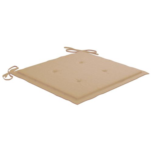 Chaises De Jardin Lot De 2 Et Coussins Beige Bois Teck Massif